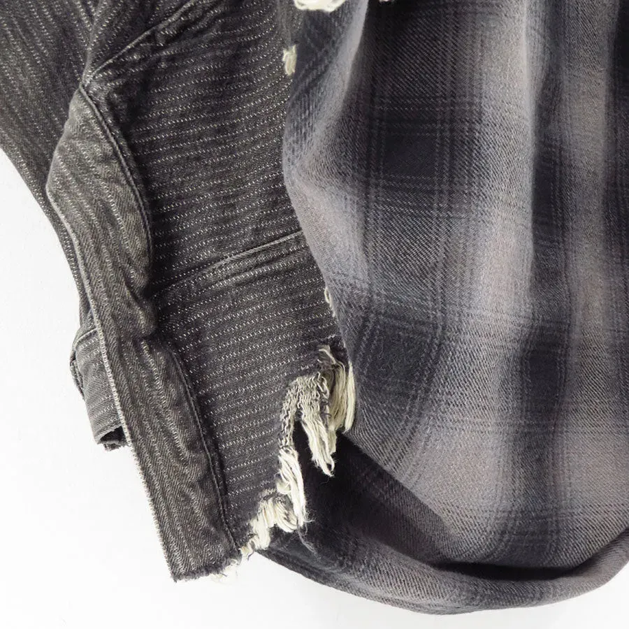 Check Shirt Layered Denim Jacket