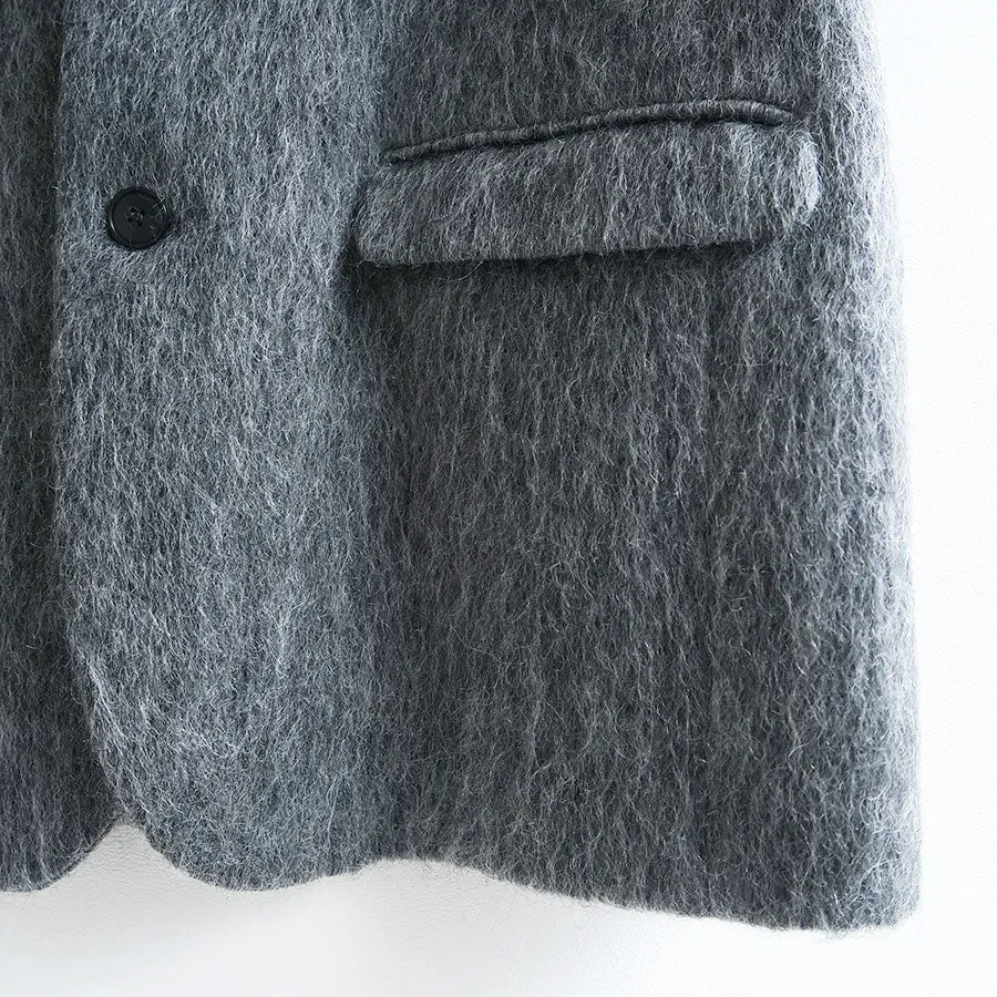Mohair Shaggy Cropped Chesterfield Vest