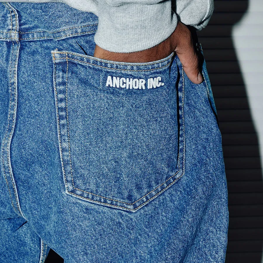 Bold Logo Washed Baggy Jeans