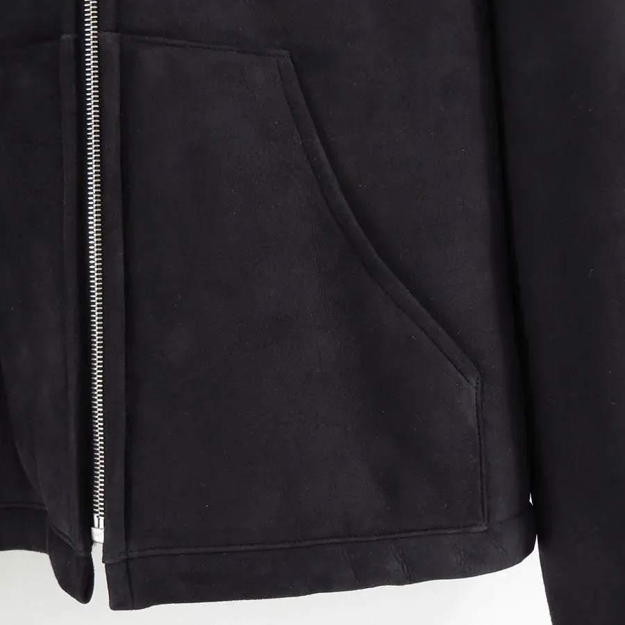 Mouton Zip Leather Hoodie
