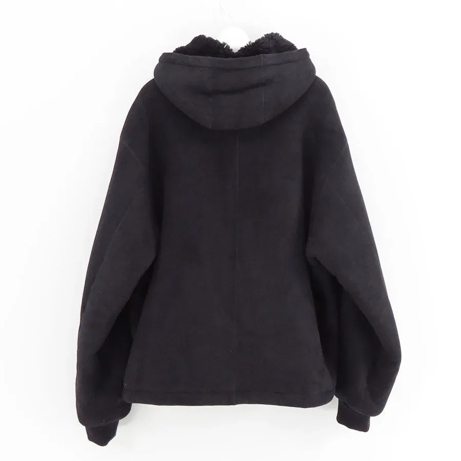 Mouton Zip Leather Hoodie