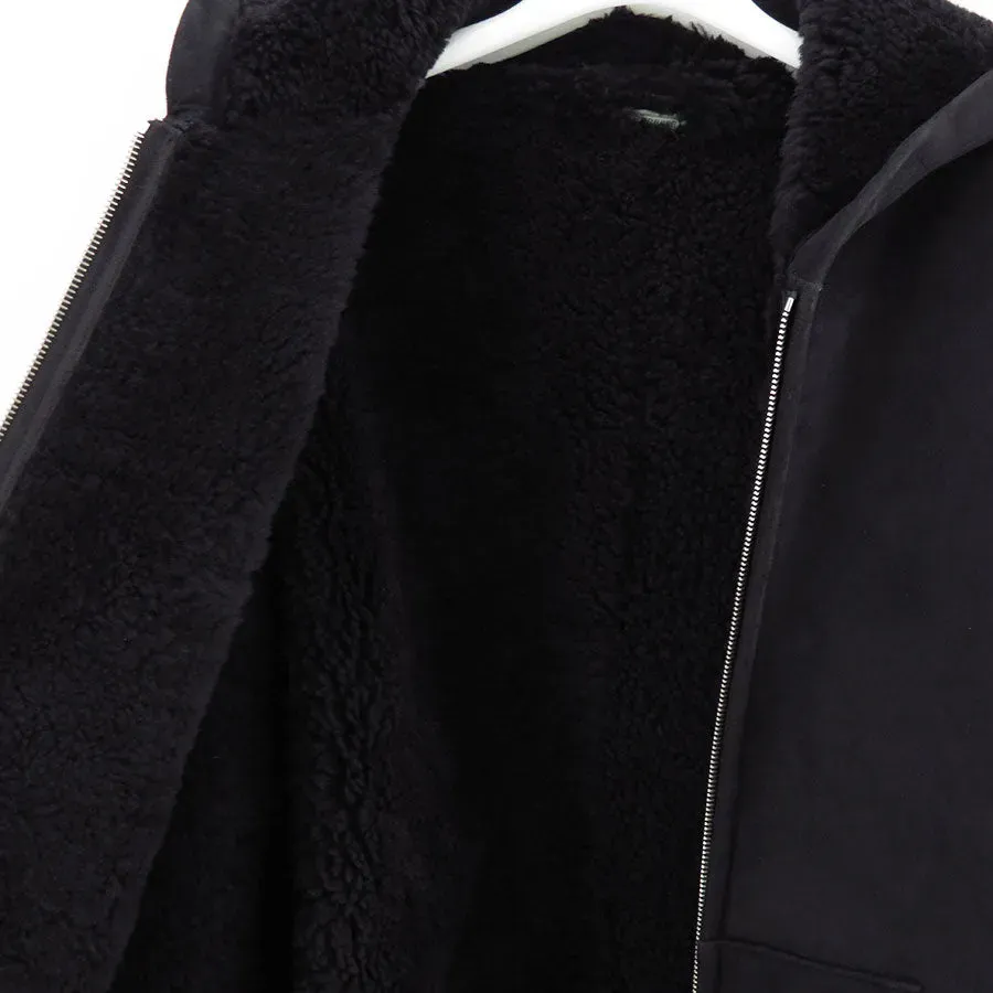 Mouton Zip Leather Hoodie
