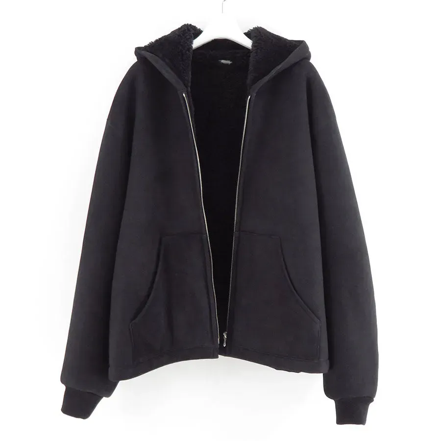 Mouton Zip Leather Hoodie