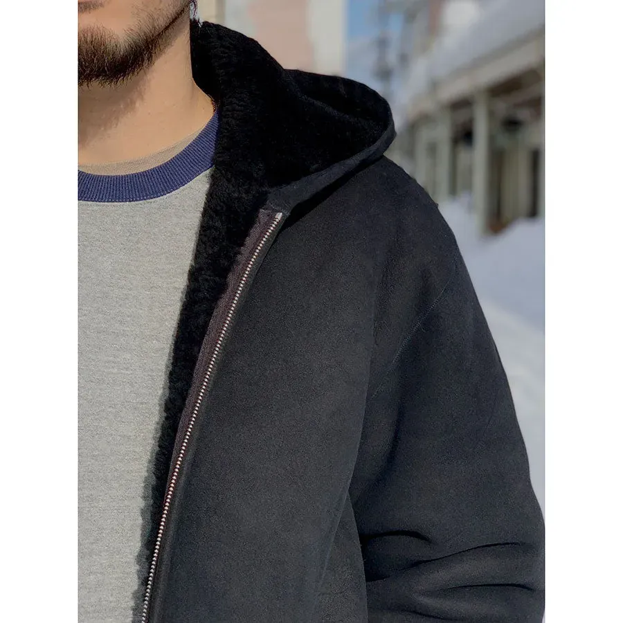 Mouton Zip Leather Hoodie