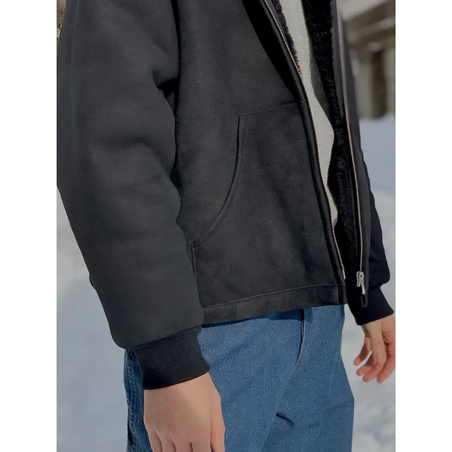Mouton Zip Leather Hoodie