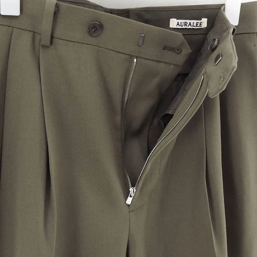 Light Wool Max Gabardine Two-Tuck Slacks