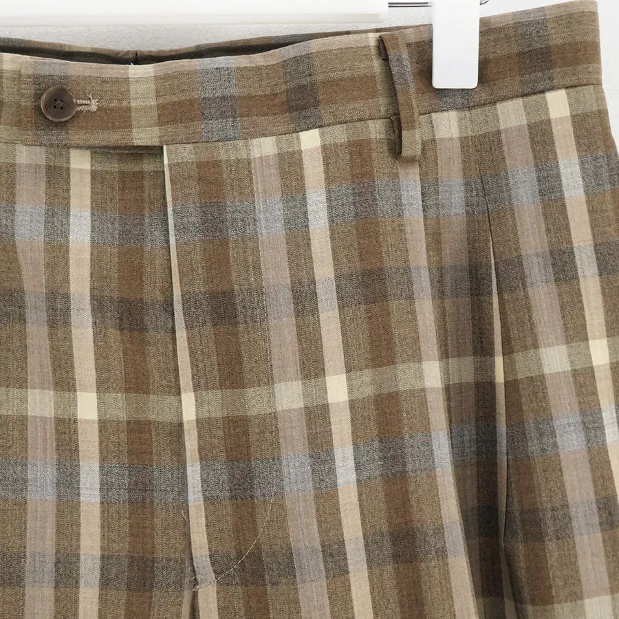 Super Fine Tropical Wool Check Two-Tuck Slacks