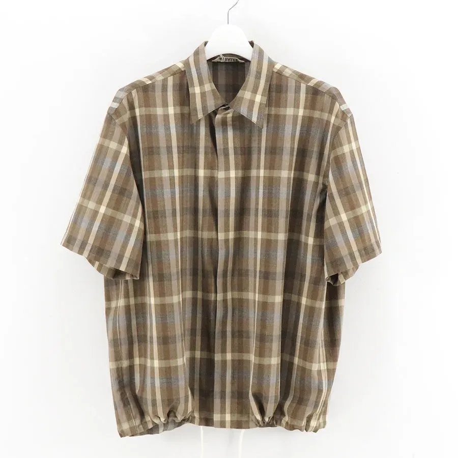 Super Fine Tropical Wool Check Half-Sleeved Shirt