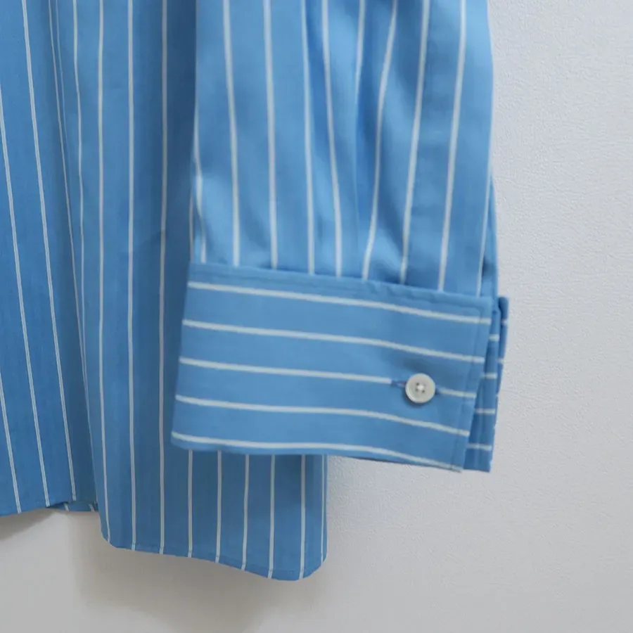 Cotton Silk Stripe Double-Cuff Shirt
