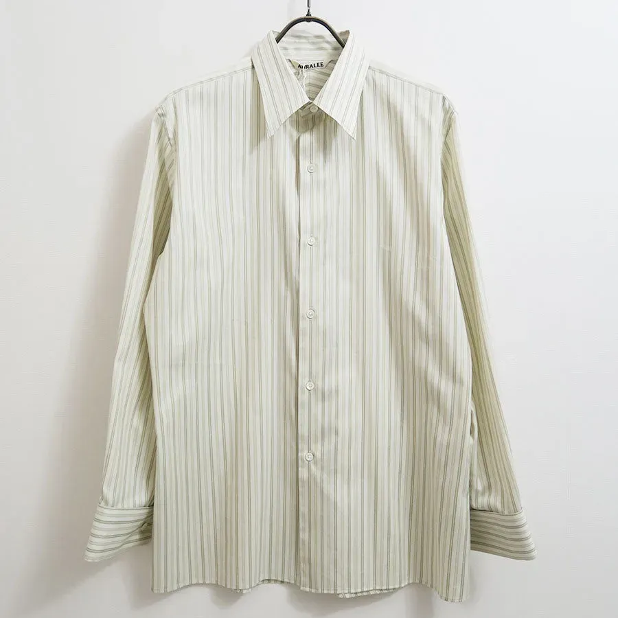 Cotton Silk Stripe Double-Cuff Shirt