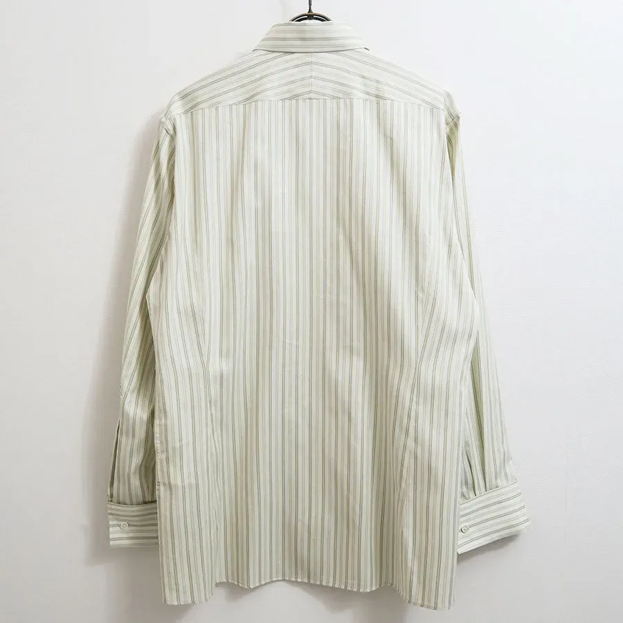 Cotton Silk Stripe Double-Cuff Shirt