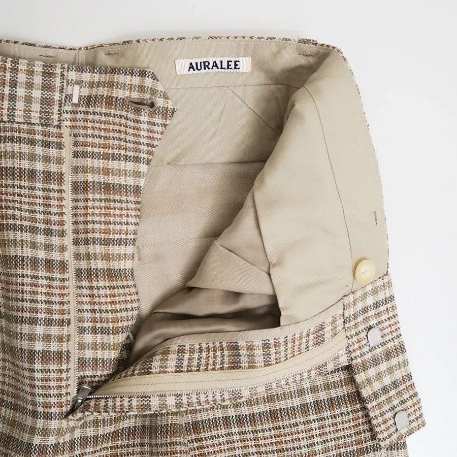 Silk Linen Nep Check One-Tuck Slacks