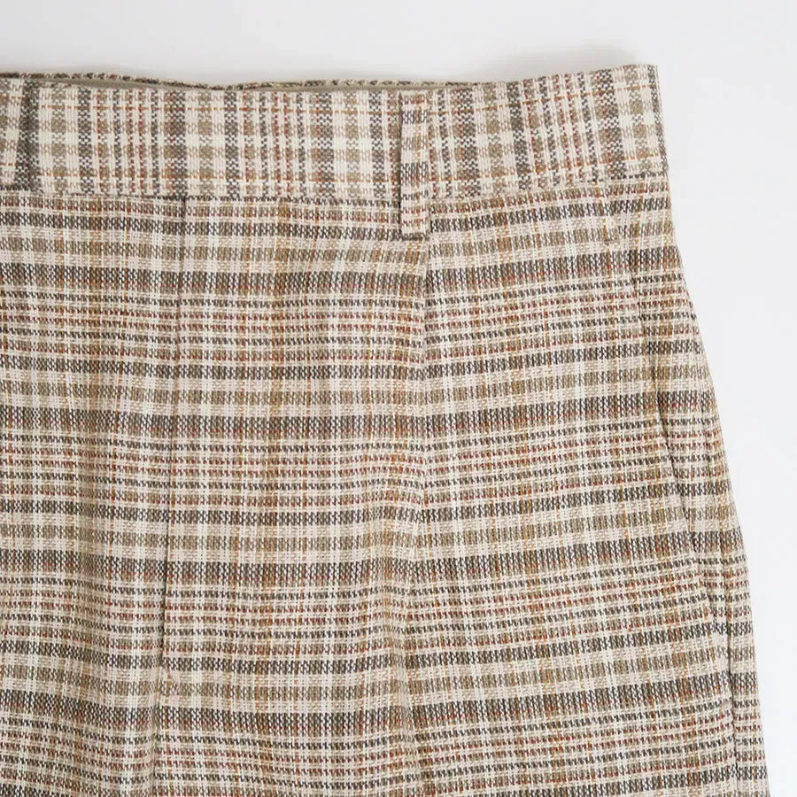 Silk Linen Nep Check One-Tuck Slacks