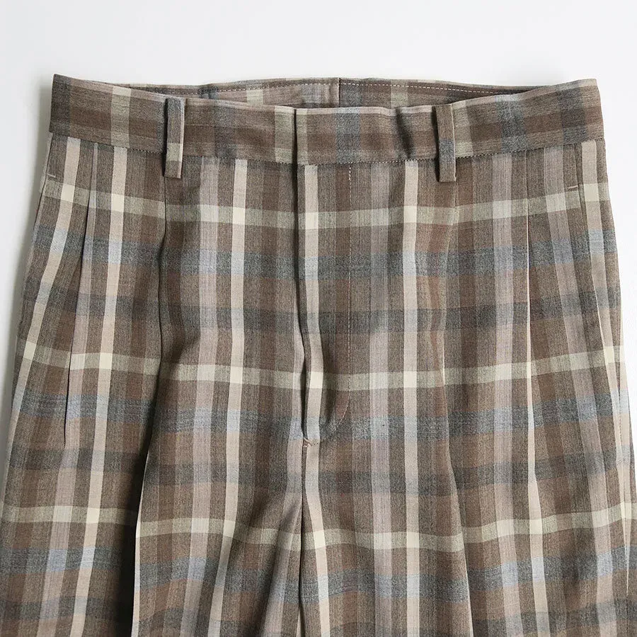 Super Fine Tropical Wool Check Two-Tuck Slacks