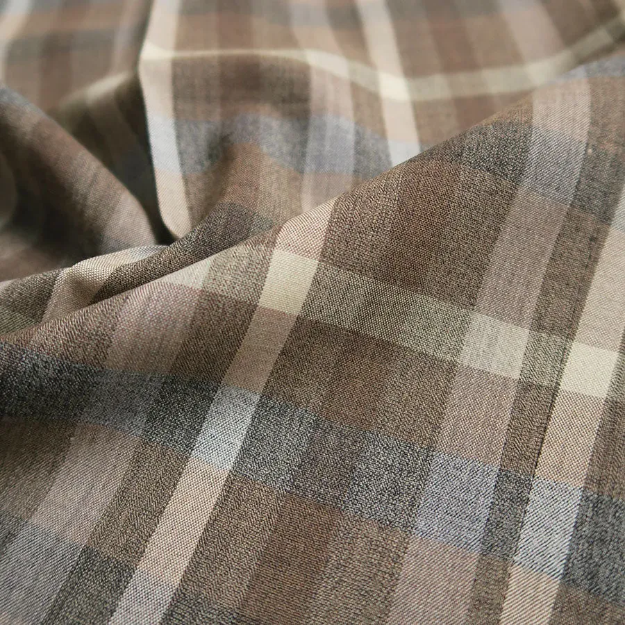 Super Fine Tropical Wool Check Two-Tuck Slacks