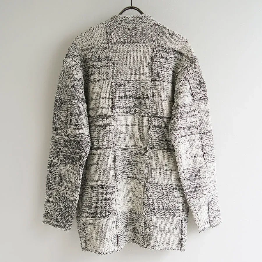 Structured Cotton Linen Panel Knit Cardigan