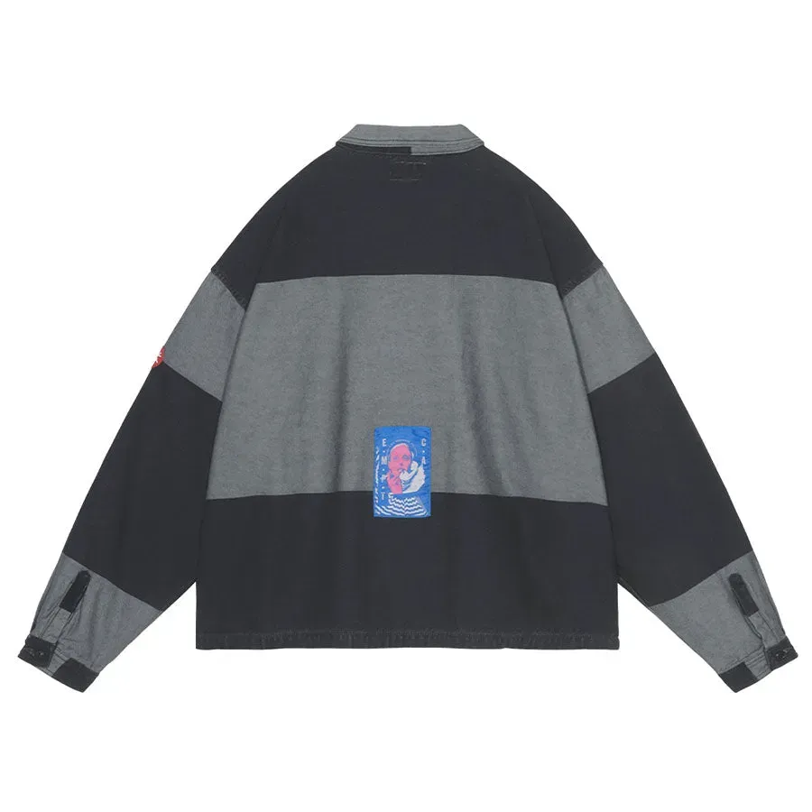 Overdye Stripe Short Shirt Jacket
