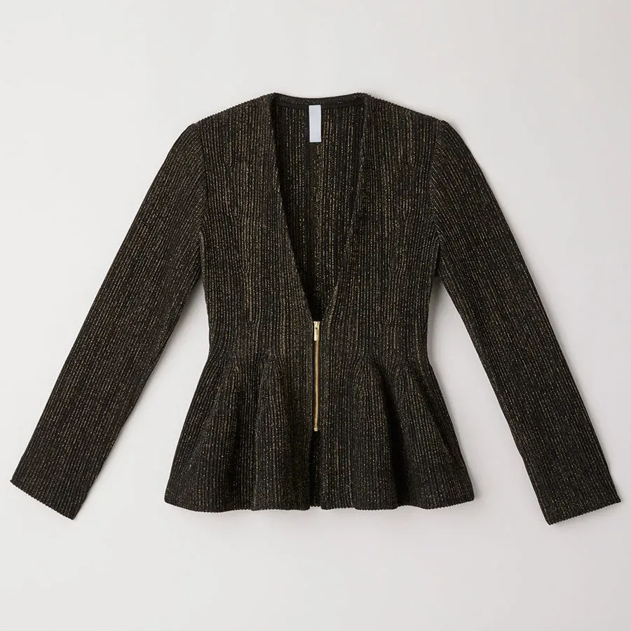 Hypha Glitter Collarless Zip Jacket