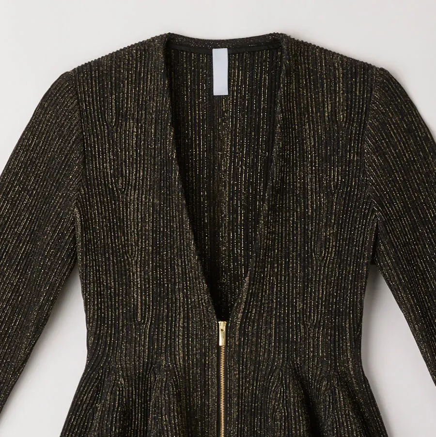 Hypha Glitter Collarless Zip Jacket