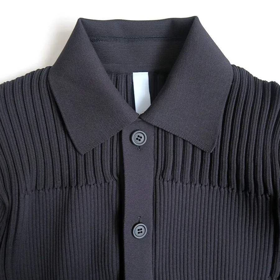 Fluted Lucent Cropped Shirt Cardigan
