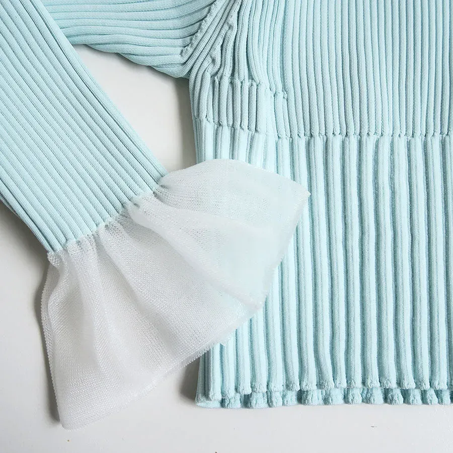 Fluted Lucent Cropped Shirt Cardigan