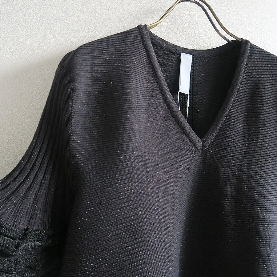 Pottery Swell Glitter Short Bell Sleeve Flare Dress