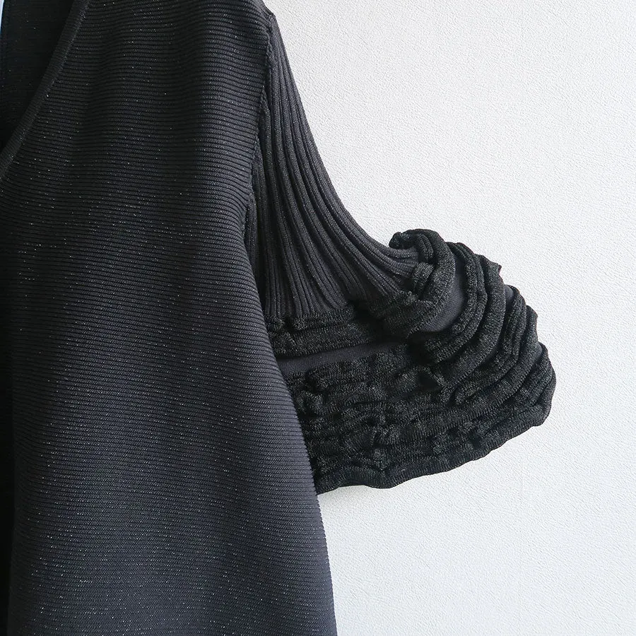 Pottery Swell Glitter Short Bell Sleeve Flare Dress