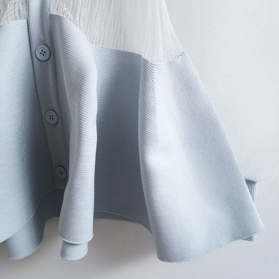 Pottery Lucent Glitter Puff Sleeve Cardigan