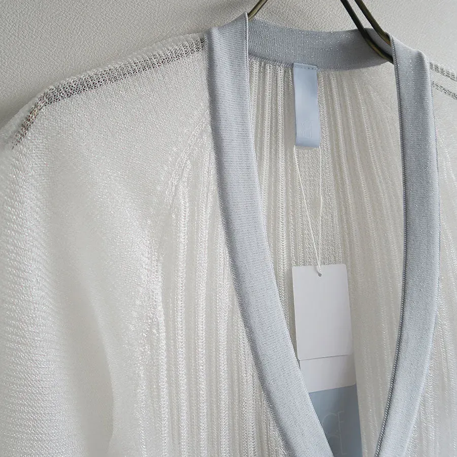 Pottery Lucent Glitter Puff Sleeve Cardigan