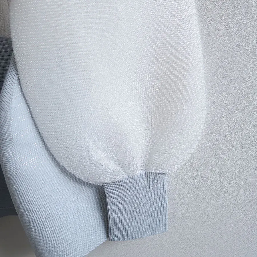 Pottery Lucent Glitter Puff Sleeve Cardigan