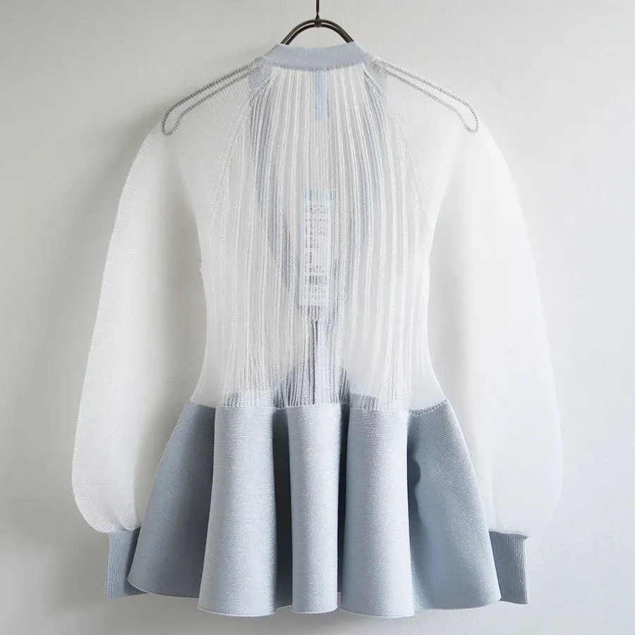 Pottery Lucent Glitter Puff Sleeve Cardigan