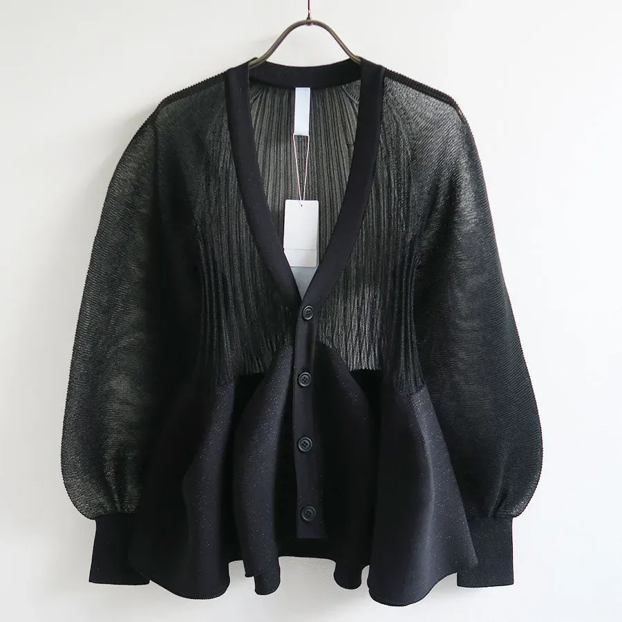 Pottery Lucent Glitter Puff Sleeve Cardigan