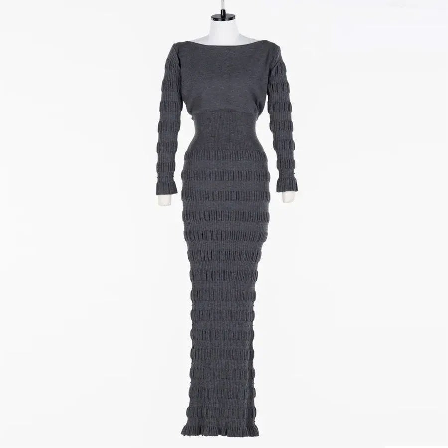 Stripe Knit Long Dress
