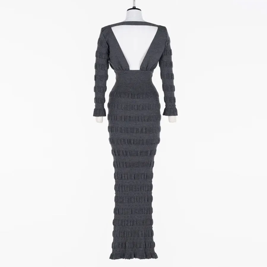 Stripe Knit Long Dress