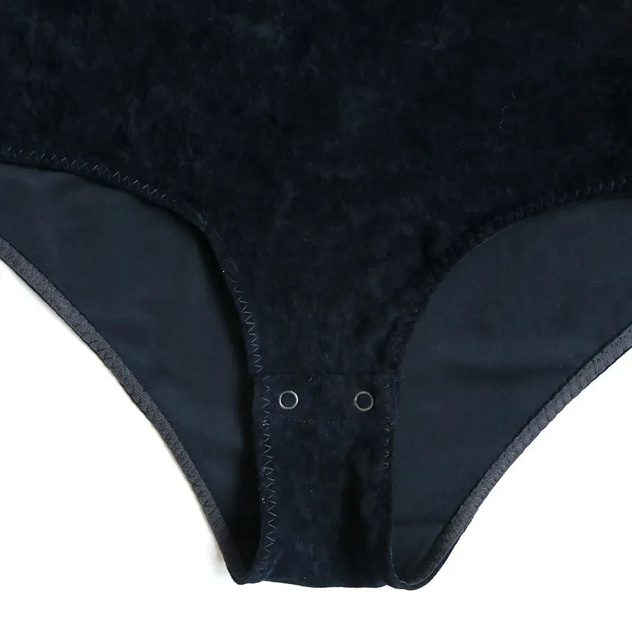 Sheer Paneled Velour Bodysuit