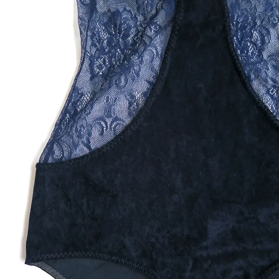Sheer Paneled Velour Bodysuit