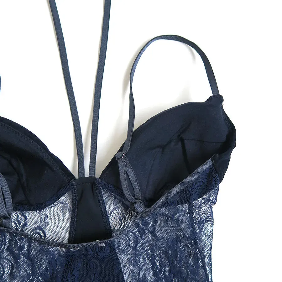Sheer Paneled Velour Bodysuit