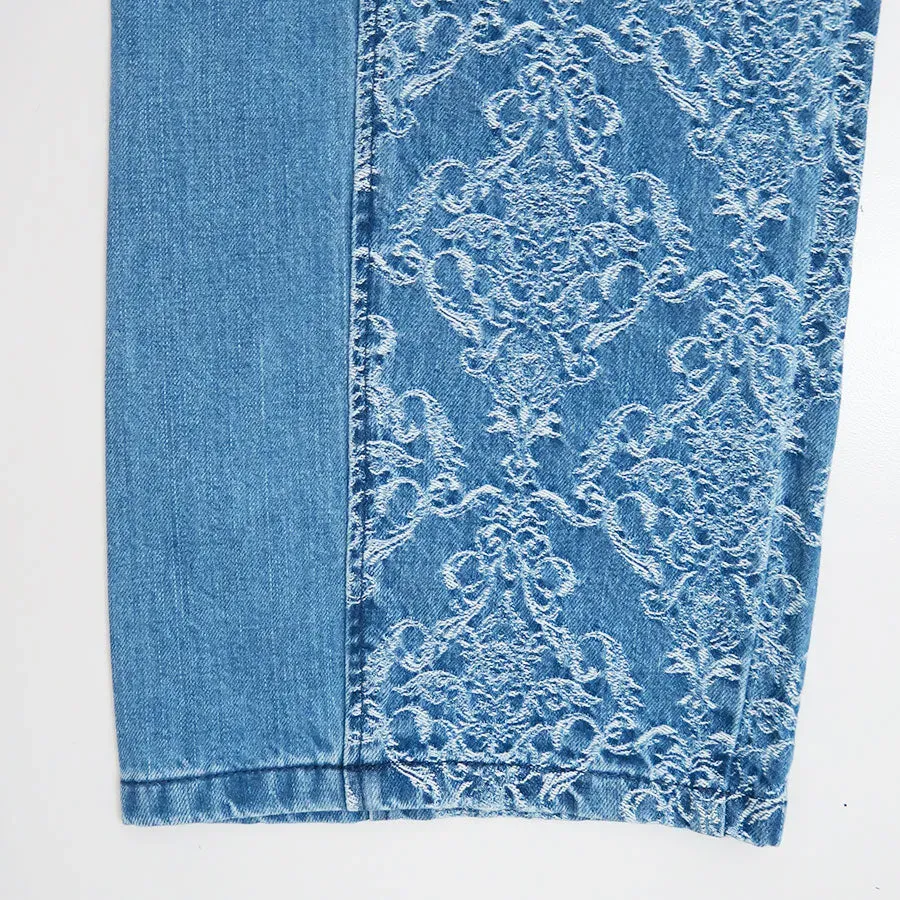 Damask-Jacquard Denim Curve-Fit High-Rise Jeans