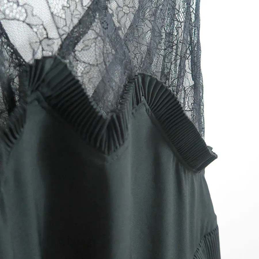 Pleated Mini Slip Dress