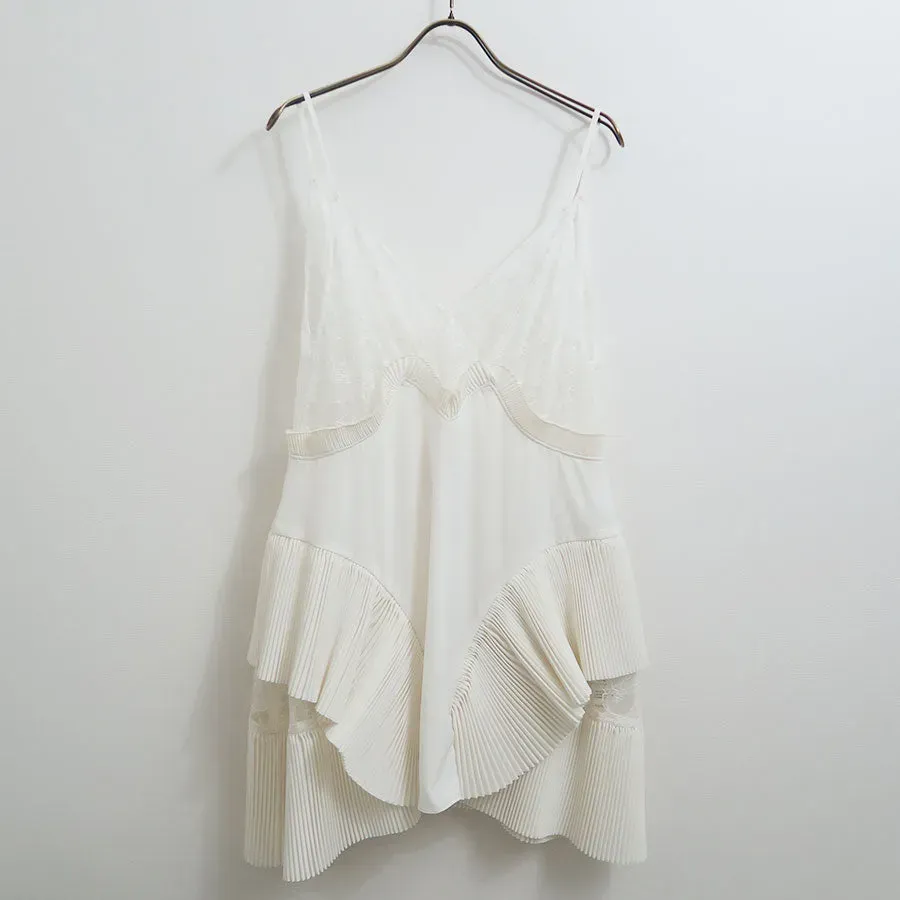 Pleated Mini Slip Dress
