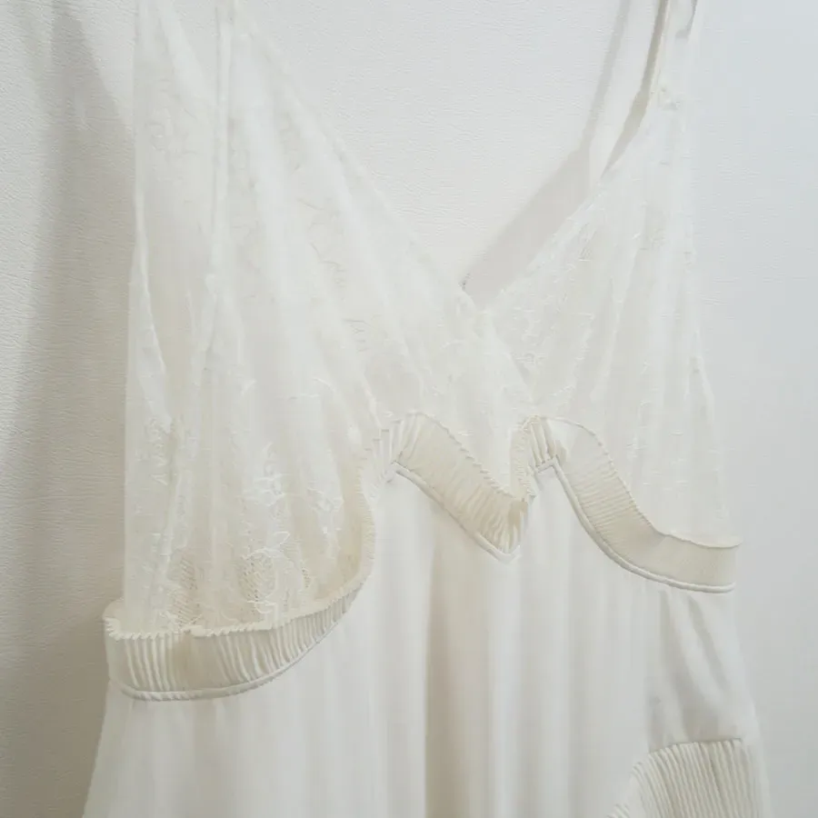 Pleated Mini Slip Dress