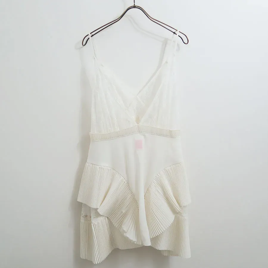 Pleated Mini Slip Dress