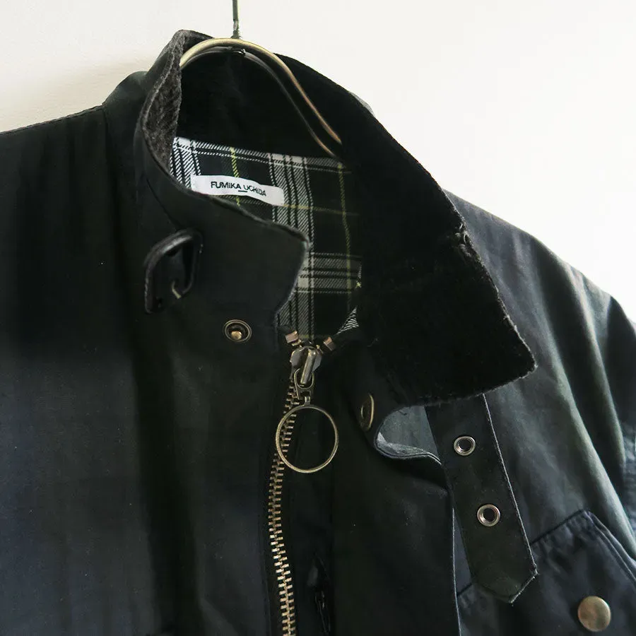 Oiled Tartan Plaid Sleeveless Hunter Coat