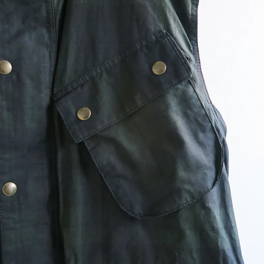 Oiled Tartan Plaid Sleeveless Hunter Coat