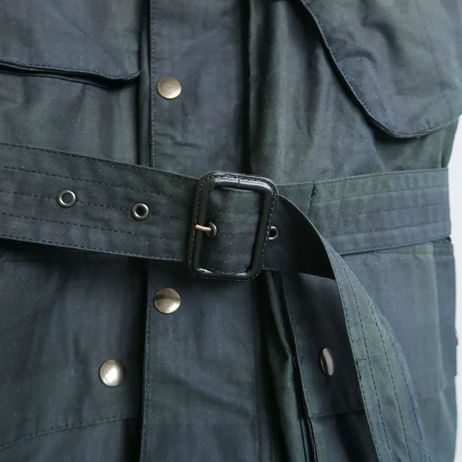Oiled Tartan Plaid Sleeveless Hunter Coat