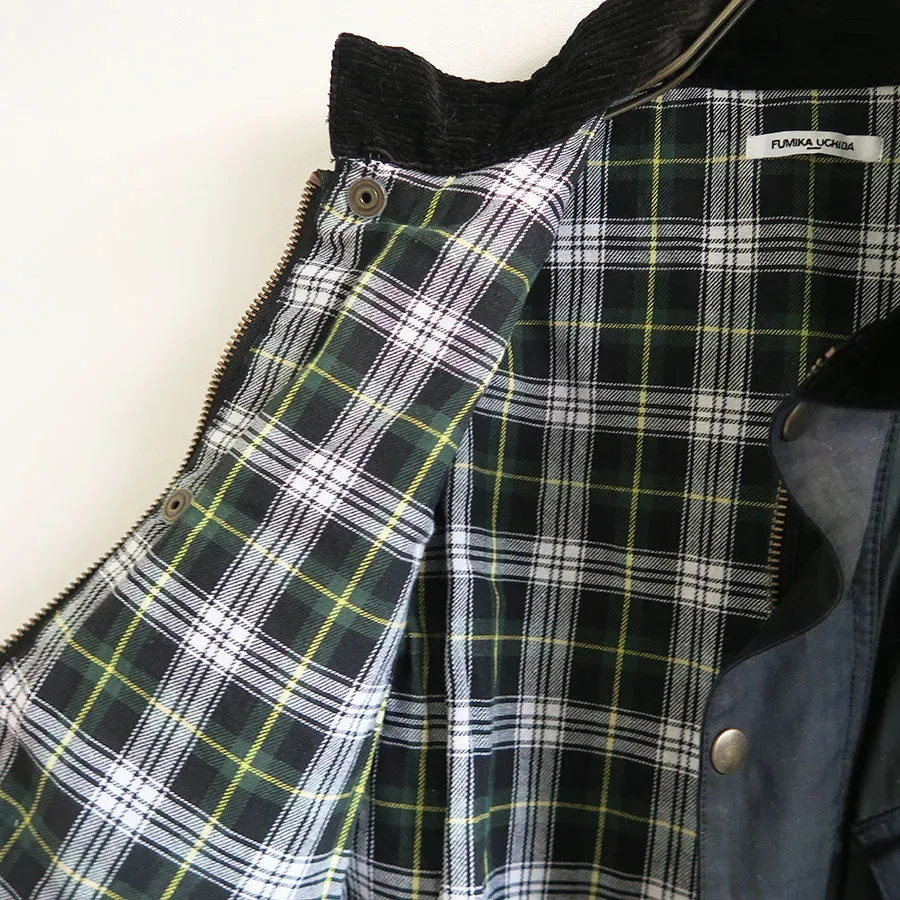Oiled Tartan Plaid Sleeveless Hunter Coat