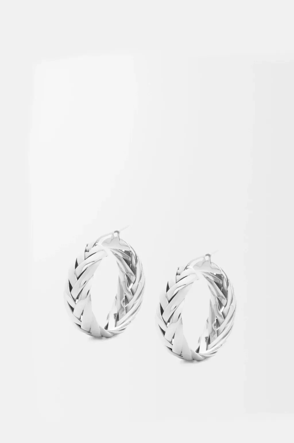 Braided Hoop Earrings In Sterling Silver