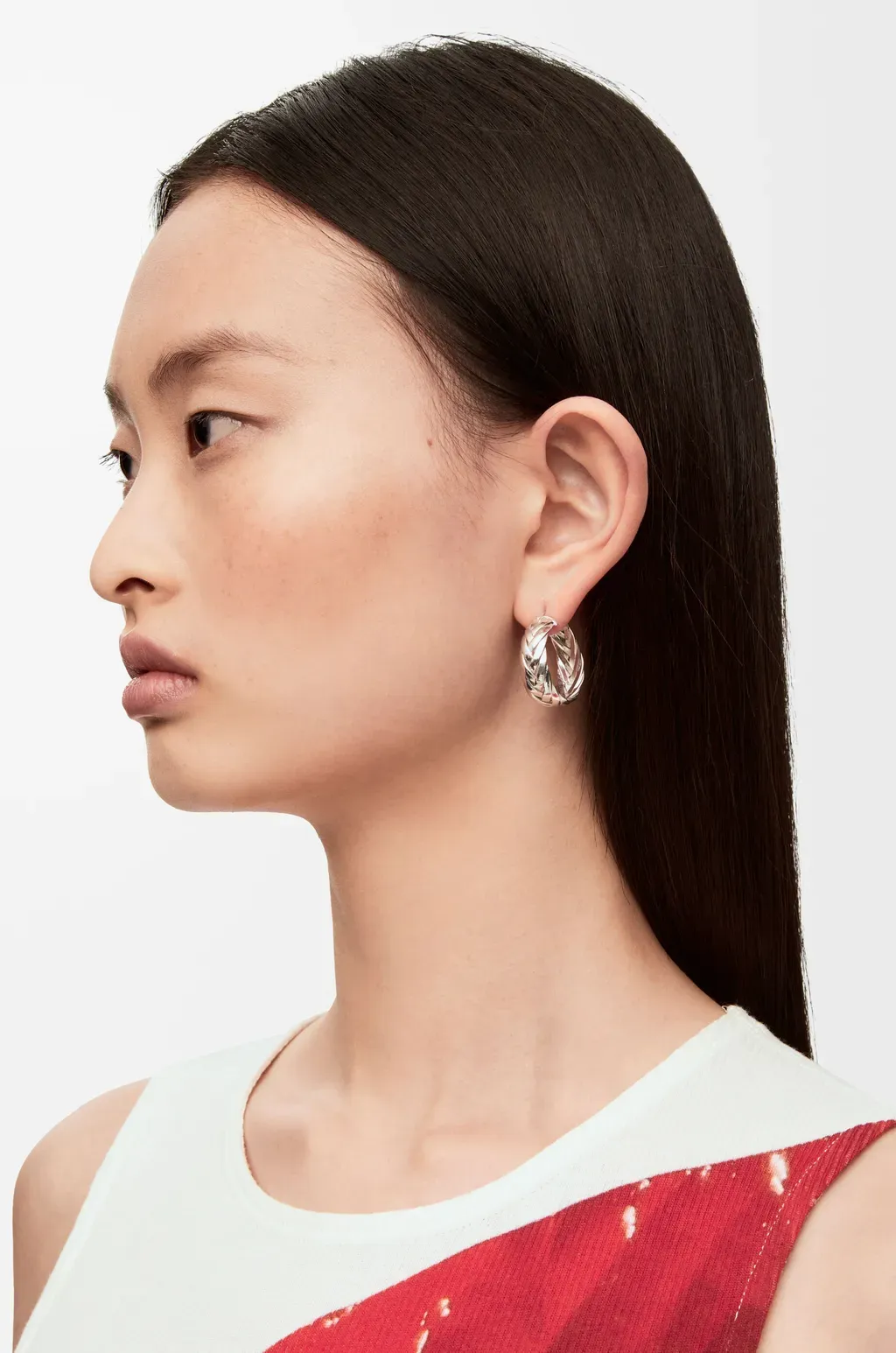 Braided Hoop Earrings In Sterling Silver