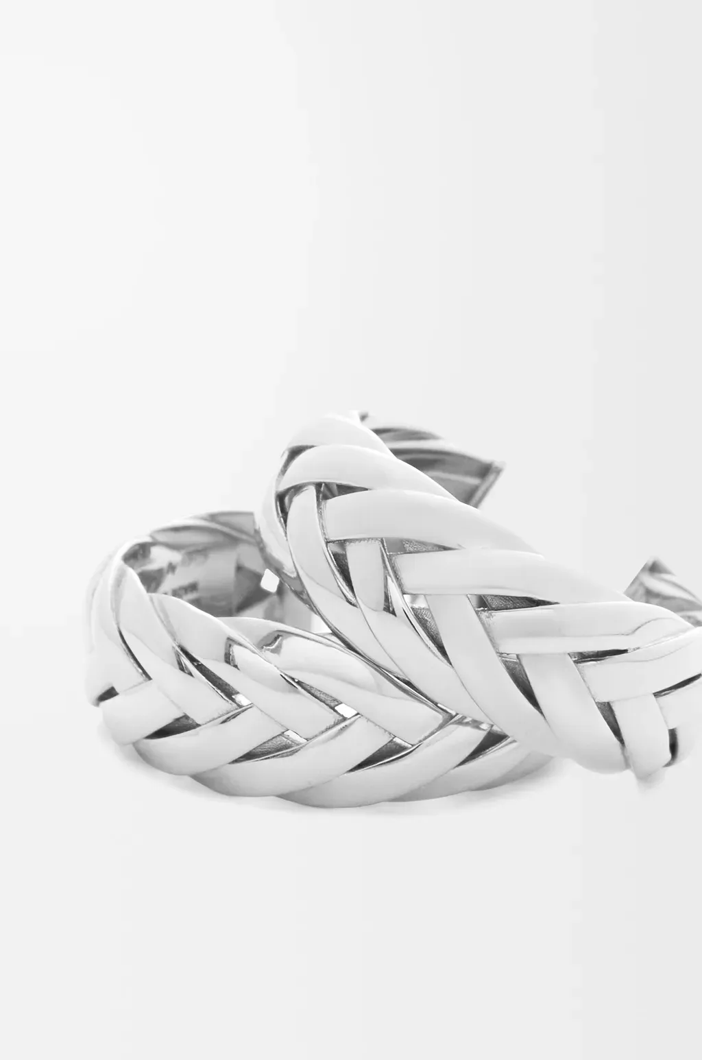 Braided Hoop Earrings In Sterling Silver