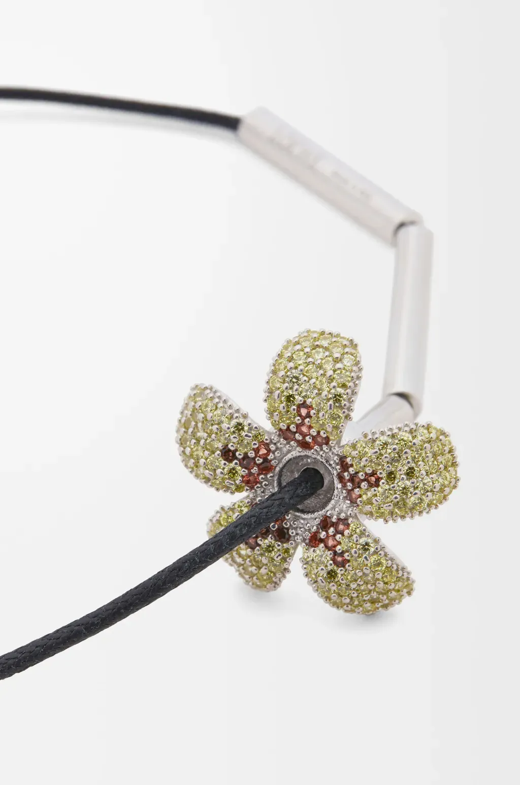 Flor Necklace In Sterling Silver And Crystals